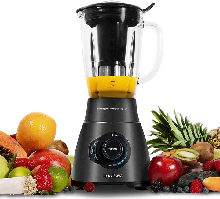 Cecotec Standmixer Power Black Titanium 2500MAX Smart. 2500 W maximale Leistung, hitzebeständiger Kr