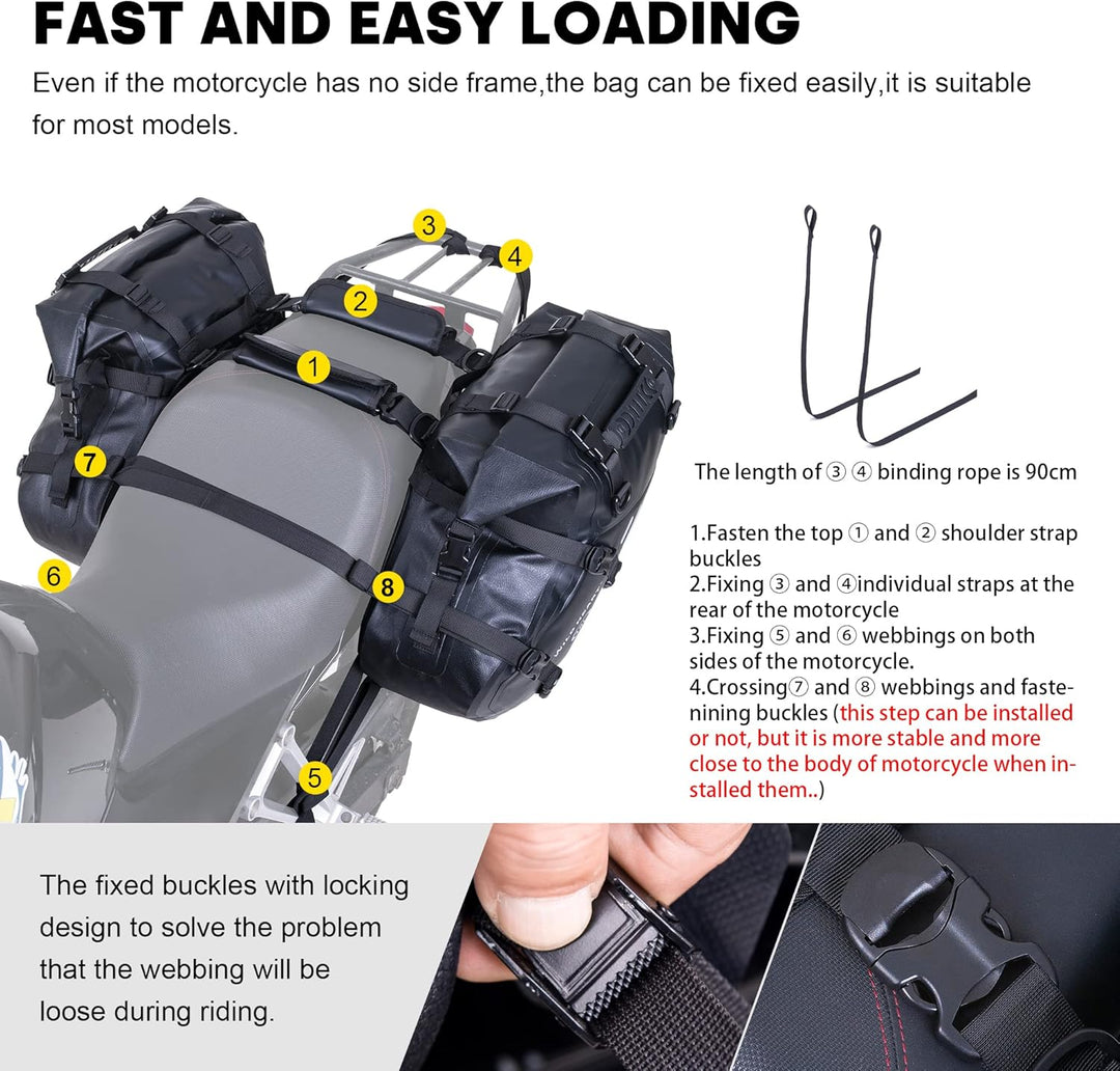 WILD HEART Motorrad-Satteltaschen, wasserdicht, 36 l (18 l x 2), Motorrad-Seitensatteltaschen, Gepäc