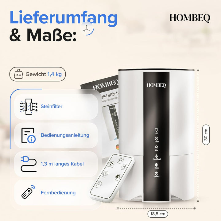 Luftbefeuchter Schlafzimmer 4,2L mit Feuchtigkeitssensor & Auto-Modus, Top-Fill Humidifier mit Aroma