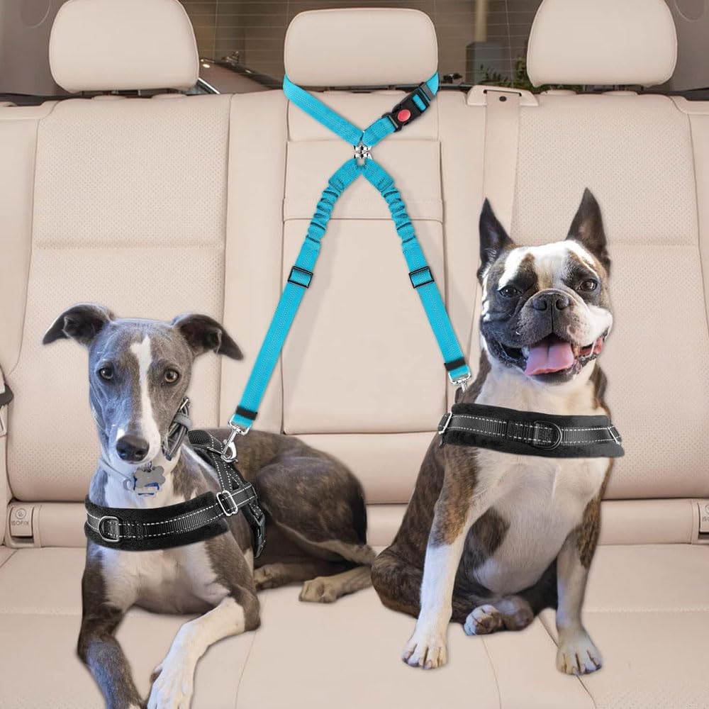 Doppelter Anschnallgurt Hund Auto 2-in-1 Sicherheitsgurt Hunde für Auto & Hundegurt Rückbank Verstel