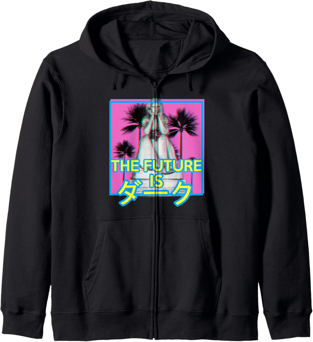 Vaporwave gothic Statue The Future is Dark in Japanese text Kapuzenjacke