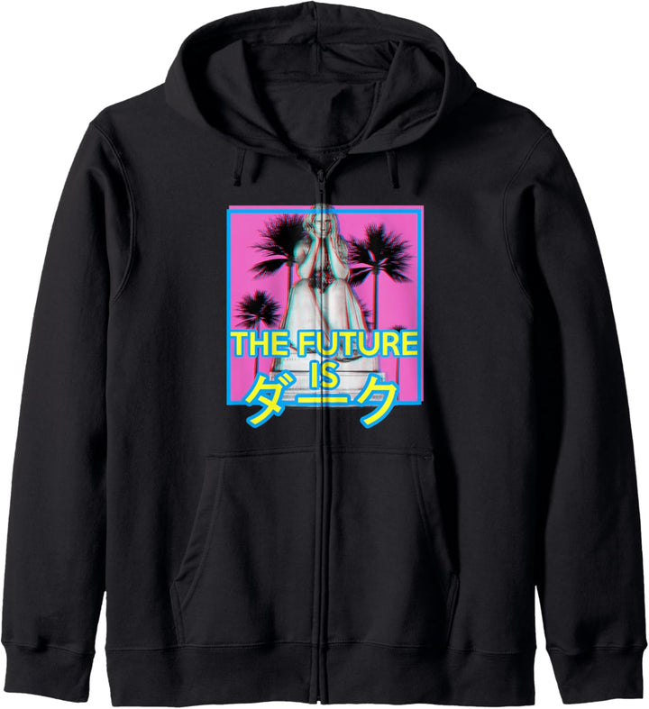 Vaporwave gothic Statue The Future is Dark in Japanese text Kapuzenjacke