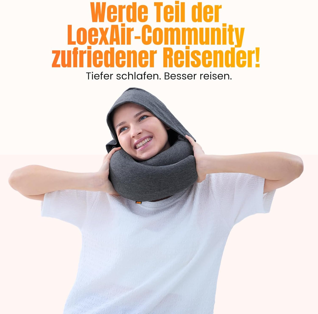 Nackenkissen Flugzeug, Reisekissen für Flugzeug, Auto - 100% Baumwolle & Memory-Schaum Nackenhörnche