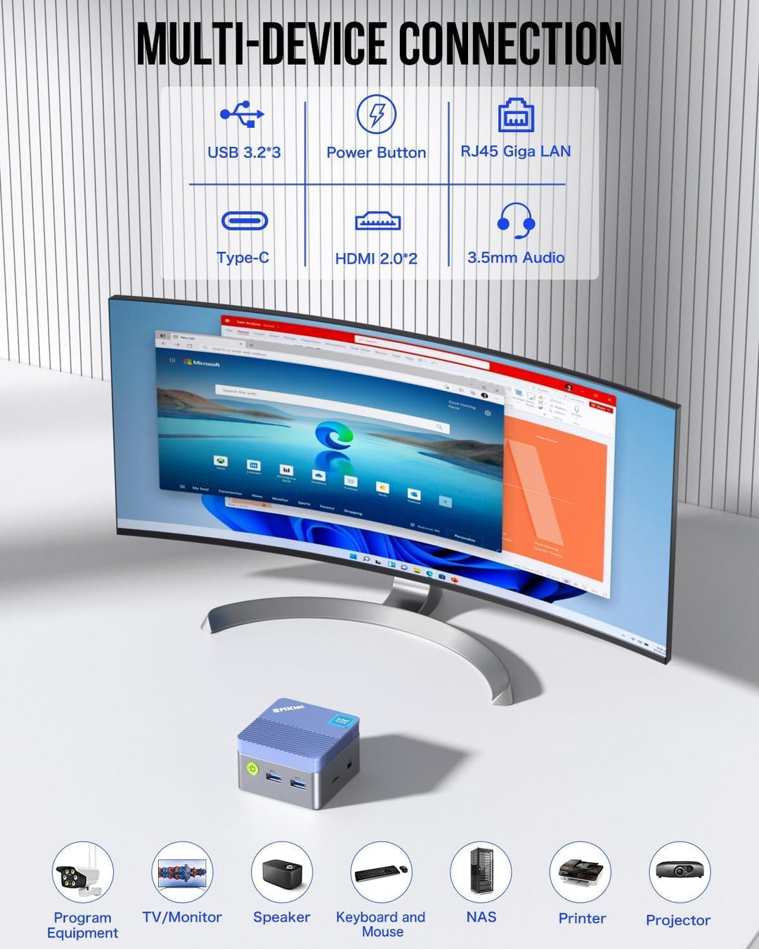 GMKtec Mini-PC N97 mit with Windows 11 Pro, G5 Micro-Desktop-Computer, Intel Alder Lake N97 der 12.
