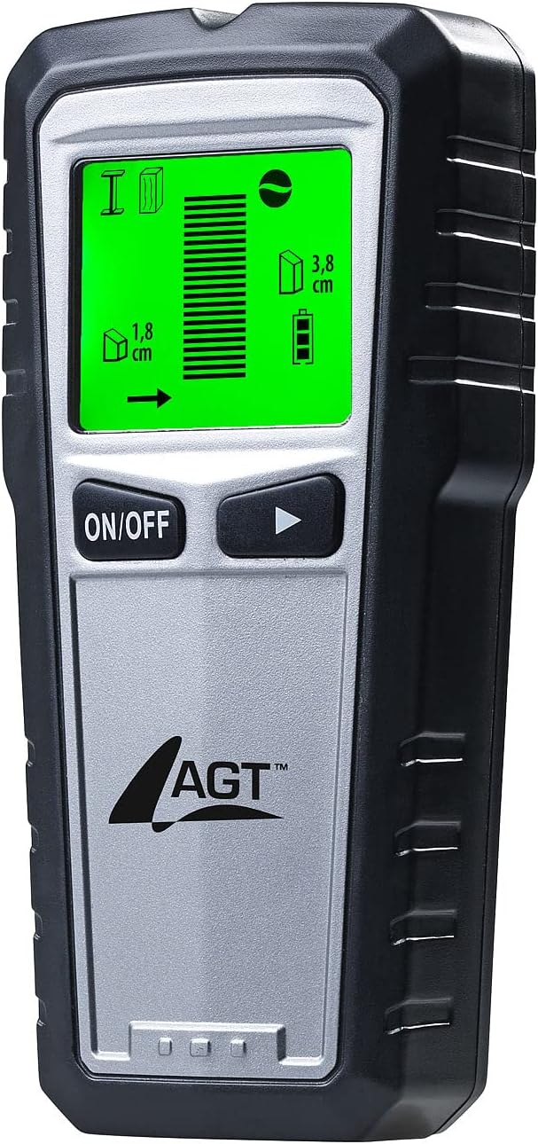 AGT Leitungsfinder: 5in1-Multi-Detektor mit LCD-Display für Metall, Stromleitungen & Holz (Kabelfind