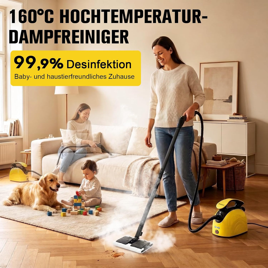 Waitbird 5 Bar Dampfreiniger 160 °C, 99,9% Bakterien für Bad Und Küche