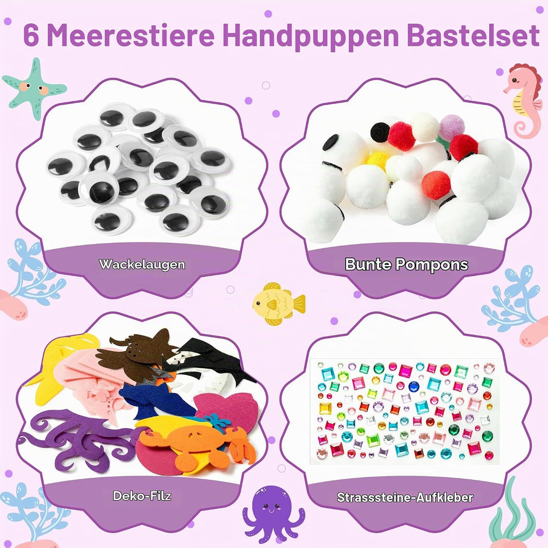WATINC Felt Handpuppe DIY Art Craft Set 6 Stück Puppentheater Kreatives DIY-Set zum Selbermachen für