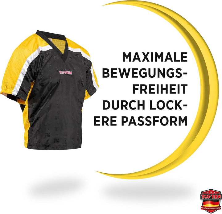 T-Shirt mit V-Ausschnitt zum Kickboxen „Kickboxjacke Mesh“ Schwarz - Gelb M, Schwarz - Gelb M