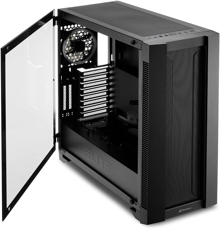 Sharkoon Elite Shark CA200M, PC-Gehäuse, ARGB, 8-Fach RGB-Steuerung, klassischer und vertikaler Graf