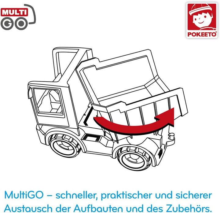 VIA 2+1 Set Sandkasten Spielzeug für Kinder ab 3 Jahre -Strassenarbeiter, Auto, Bagger, Ladepritsche