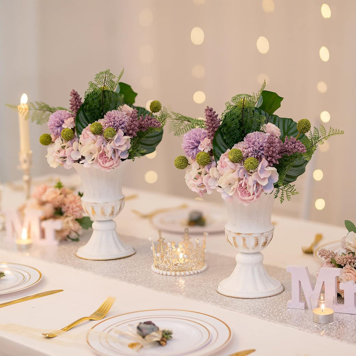 Sziqiqi 10 Stück Weiss Hochzeit Vase - Klein Metall Blumenvase Deko Shabby Chic Urne Pflanzer Blumen
