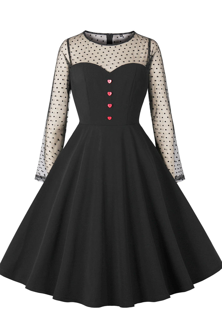 AXOE Damen Abendkleid Elegant für Hochzeit Langarm S Schwarz, S Schwarz