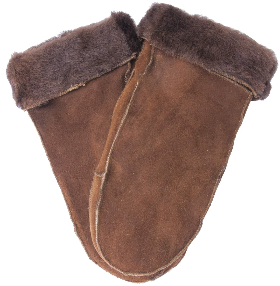 EEM Damen Lammfellfäustling Handschuhe, weiches Lammfell, mit Umschlag L Cognac, L Cognac