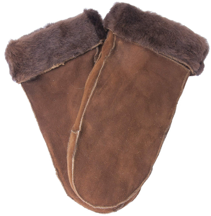 EEM Damen Lammfellfäustling Handschuhe, weiches Lammfell, mit Umschlag L Cognac, L Cognac