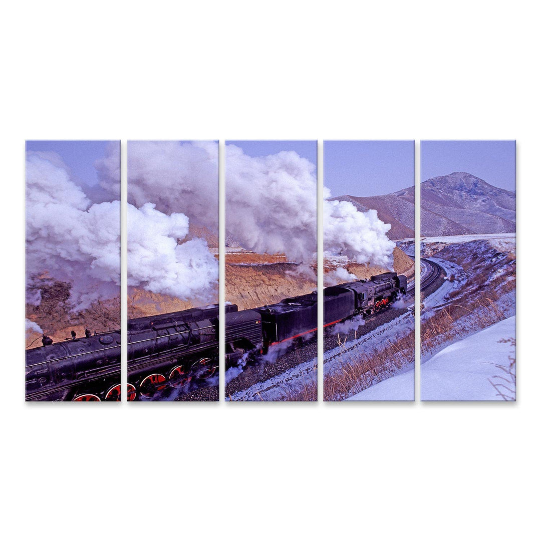islandburner Bild auf Leinwand Alte Eisenbahn In Den Bergen Dampflok Bilder Wandbilder Poster Leinwa