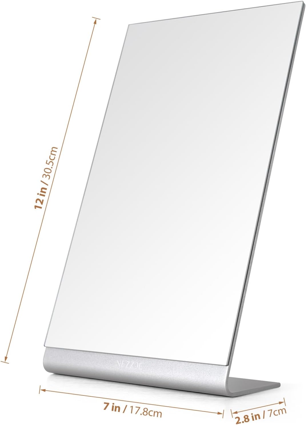 NEZZOE Kosmetikspiegel Make up Spiegel, 30cm Aluminium Tischspiegel, Schminkspiegel für Theke, Schla
