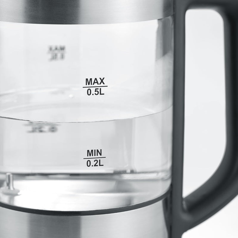 SEVERIN Digitaler Mini Glas Wasserkocher, kompakter Wasserkocher mit Temperaturauswahl, elektrischer