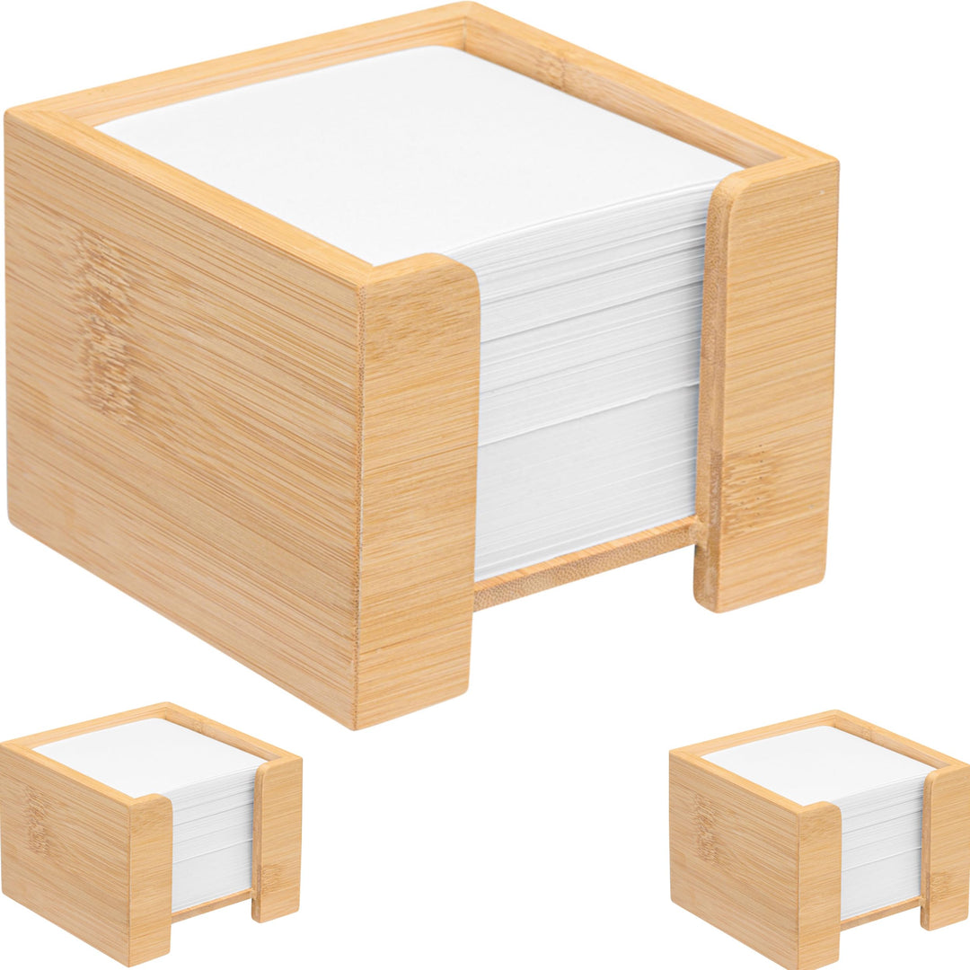 Zettelbox Bambus, nachhaltiger Zettelkasten Holz, Notizzettel Halter, 900 Blatt holzfreies Papier 70