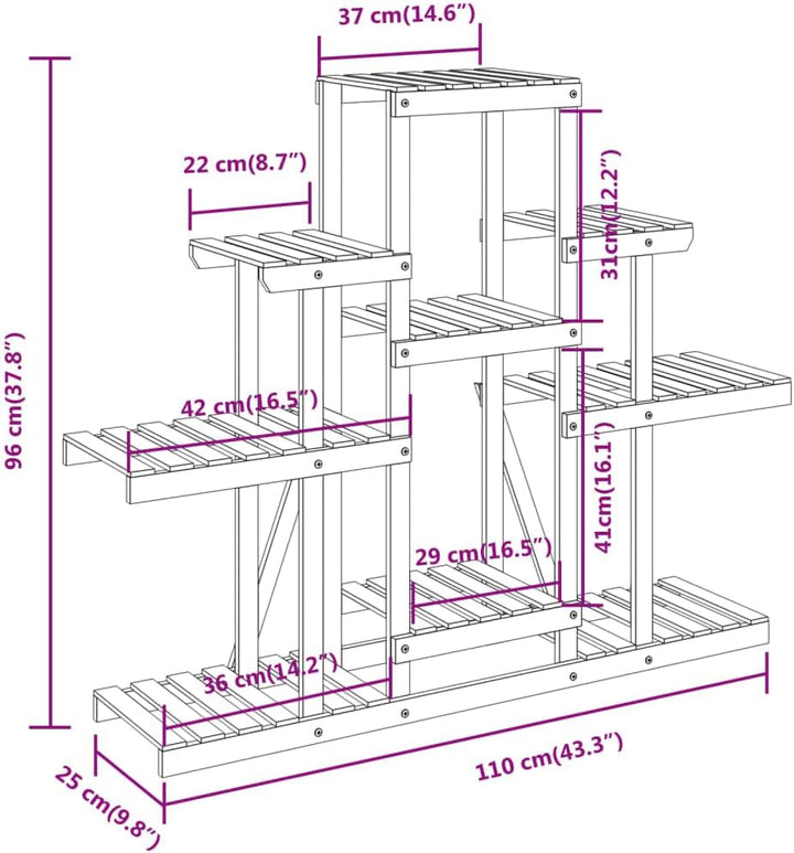 vidaXL Blumenständer, Pflanzenregal Holz, Blumenregal für Wohnzimmer Balkon Terrasse, Pflanzenstände