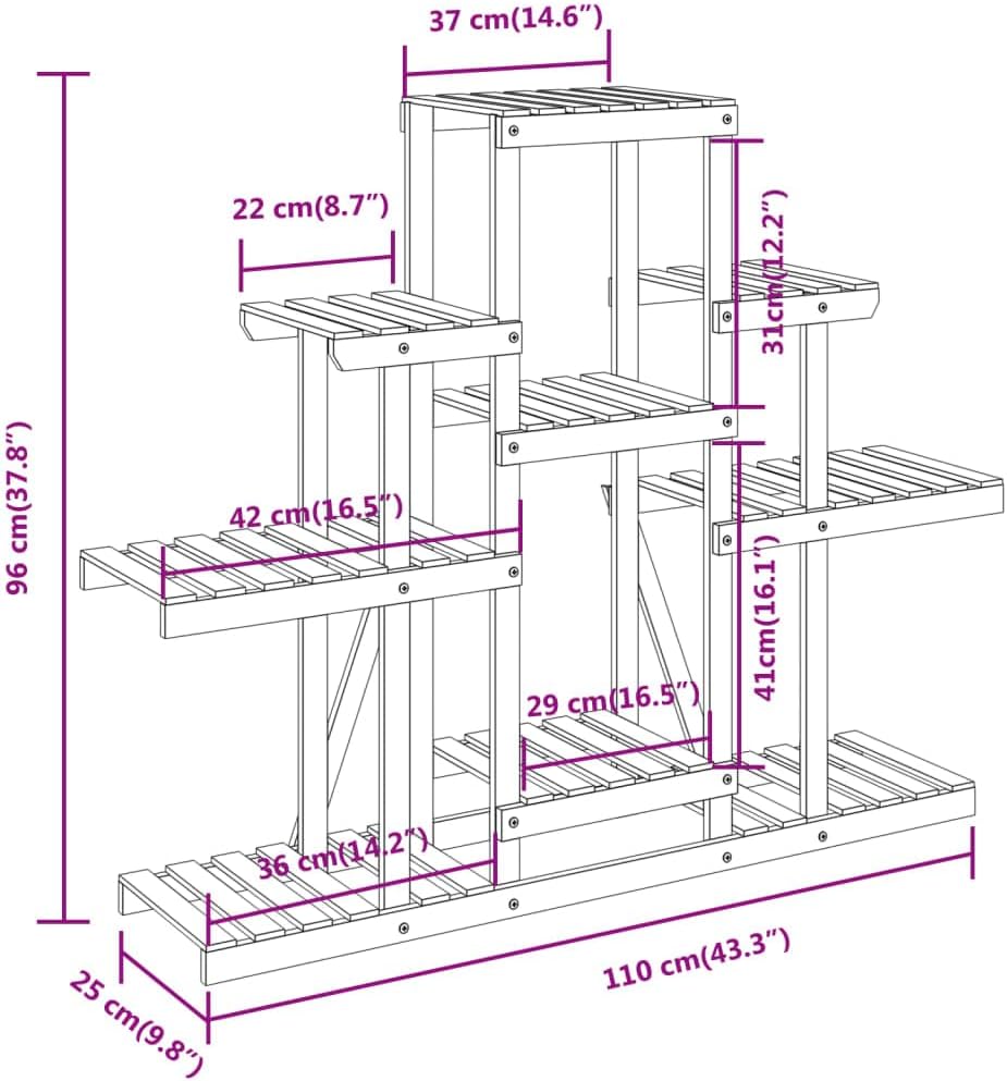 vidaXL Blumenständer, Pflanzenregal Holz, Blumenregal für Wohnzimmer Balkon Terrasse, Pflanzenstände