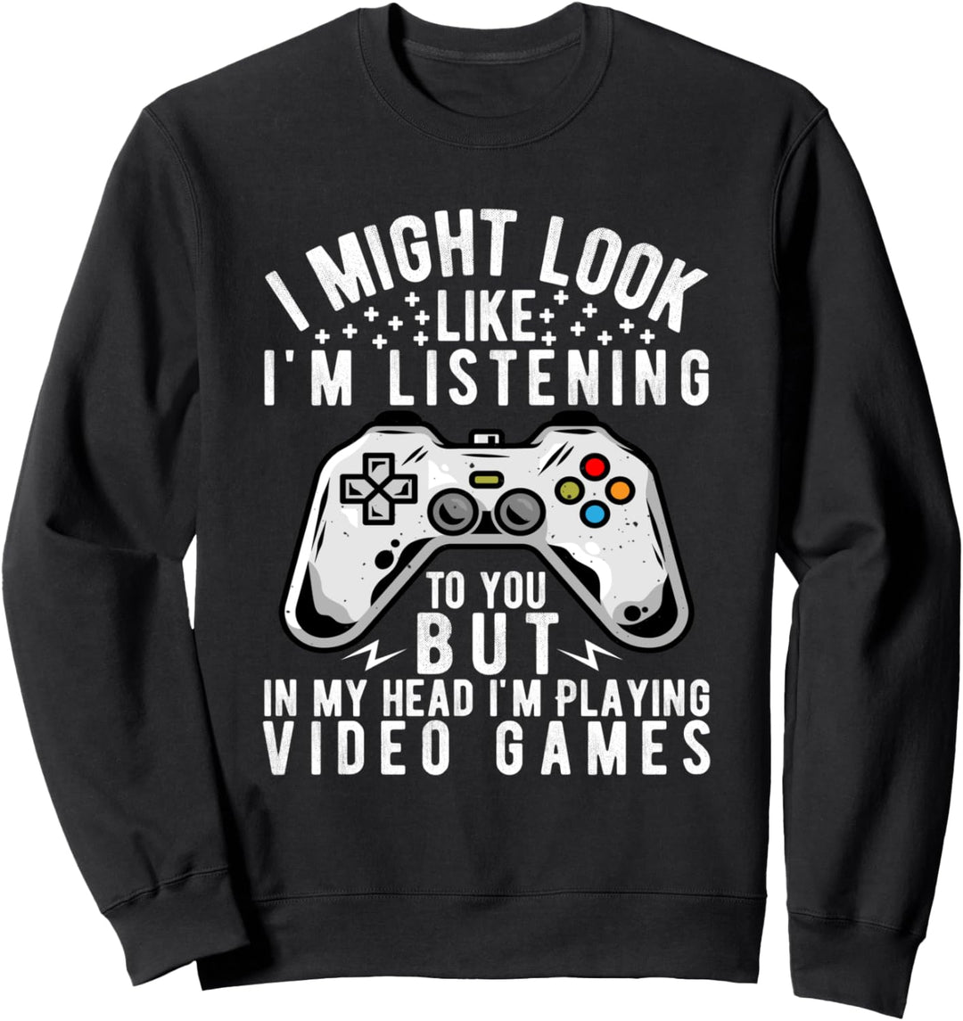 Gaming Video Gamer Boys Men Headset Controller Geschenk Sweatshirt