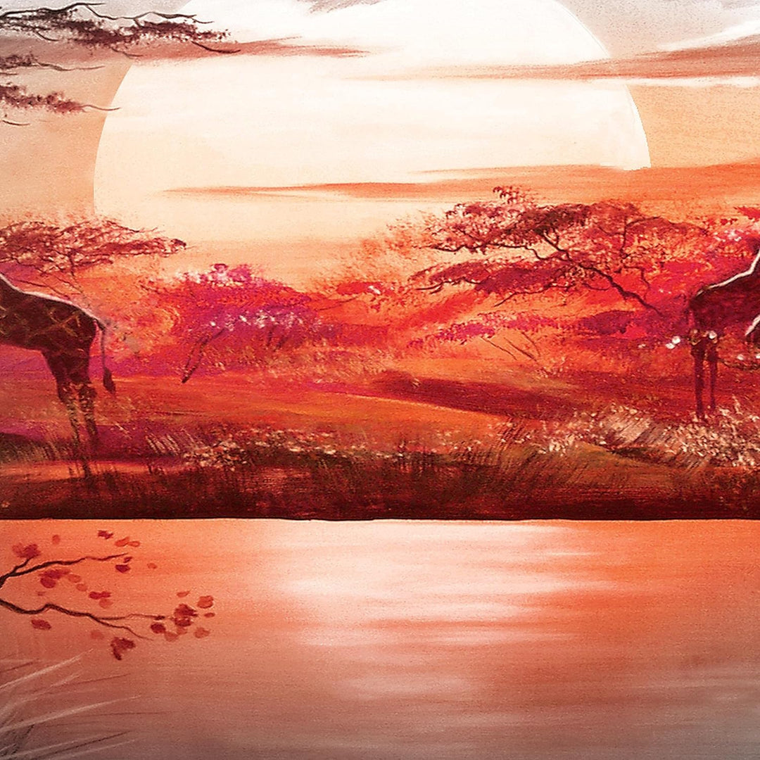 Runa Art Wandbilder Afrika Giraffe 5 Teilig Bild auf Vlies Leinwand Deko Wohnzimmer Schlafzimmer Lan