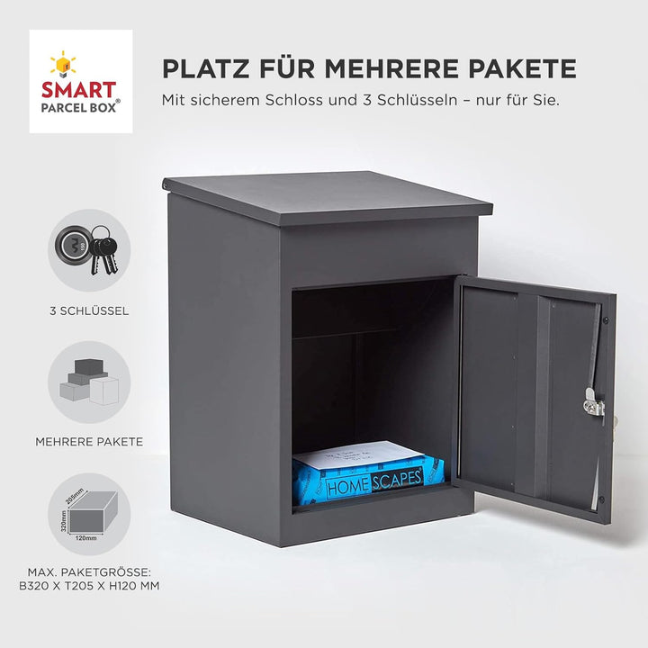 SMART PARCEL BOX Paketbox, Paketbriefkasten Wandmontage, Briefkasten mit Paketfach, Postbox für Pake