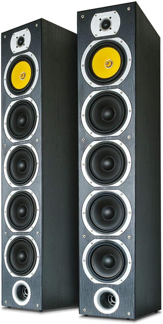 Fenton SHFT57B Standlautsprecher Paar 600 Watt, HiFi Lautsprecher Boxen für Stereoanlage, 4-Wege pas