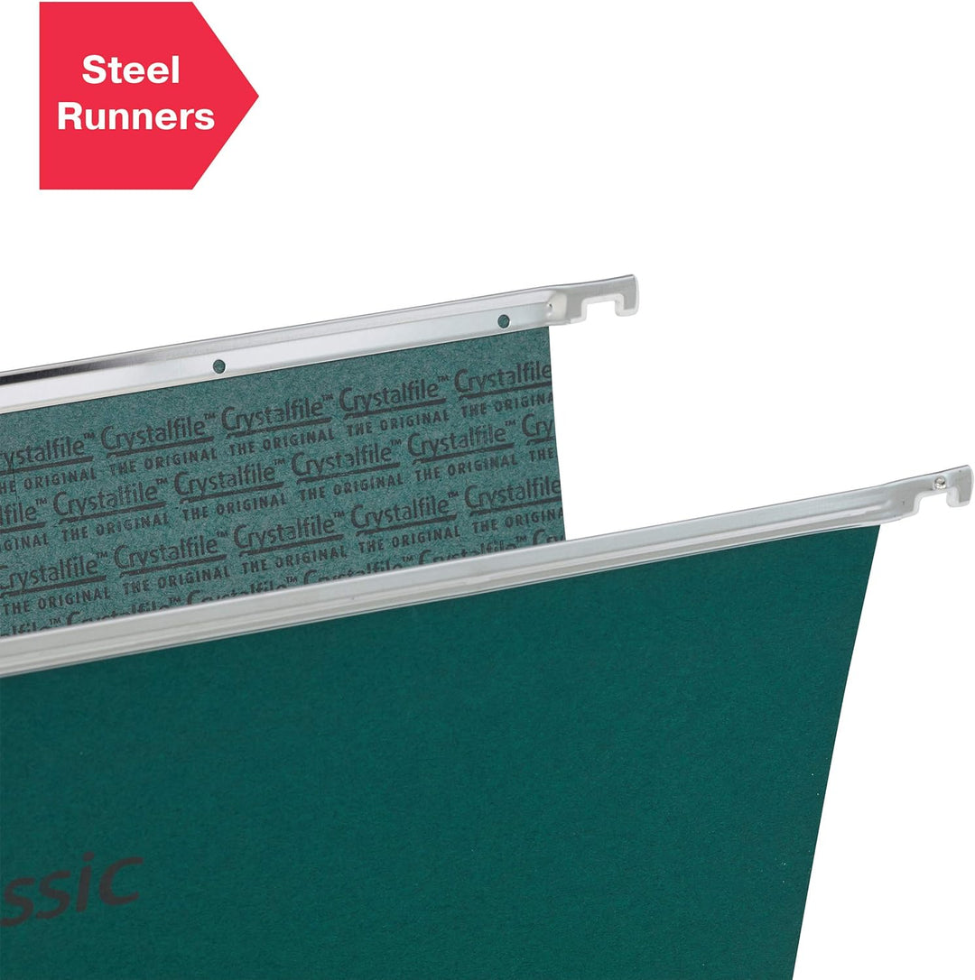 Rexel CrystalFile Classic Hängemappen (Manila-Karton, 30 mm Boden, Format Foolscap) 50 Stück grün