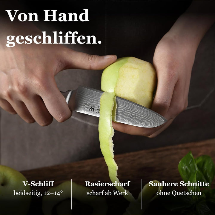 Wakoli EDIB Damastmesser kleines Santoku Messer 12cm Klinge extrem scharf aus 67 Lagen I Damast Küch