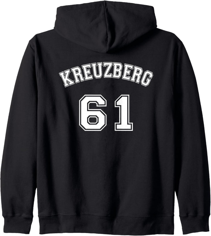 Kreuzberg 61 Berliner Bezirk Nostalgie Design Weisser Text Kapuzenjacke