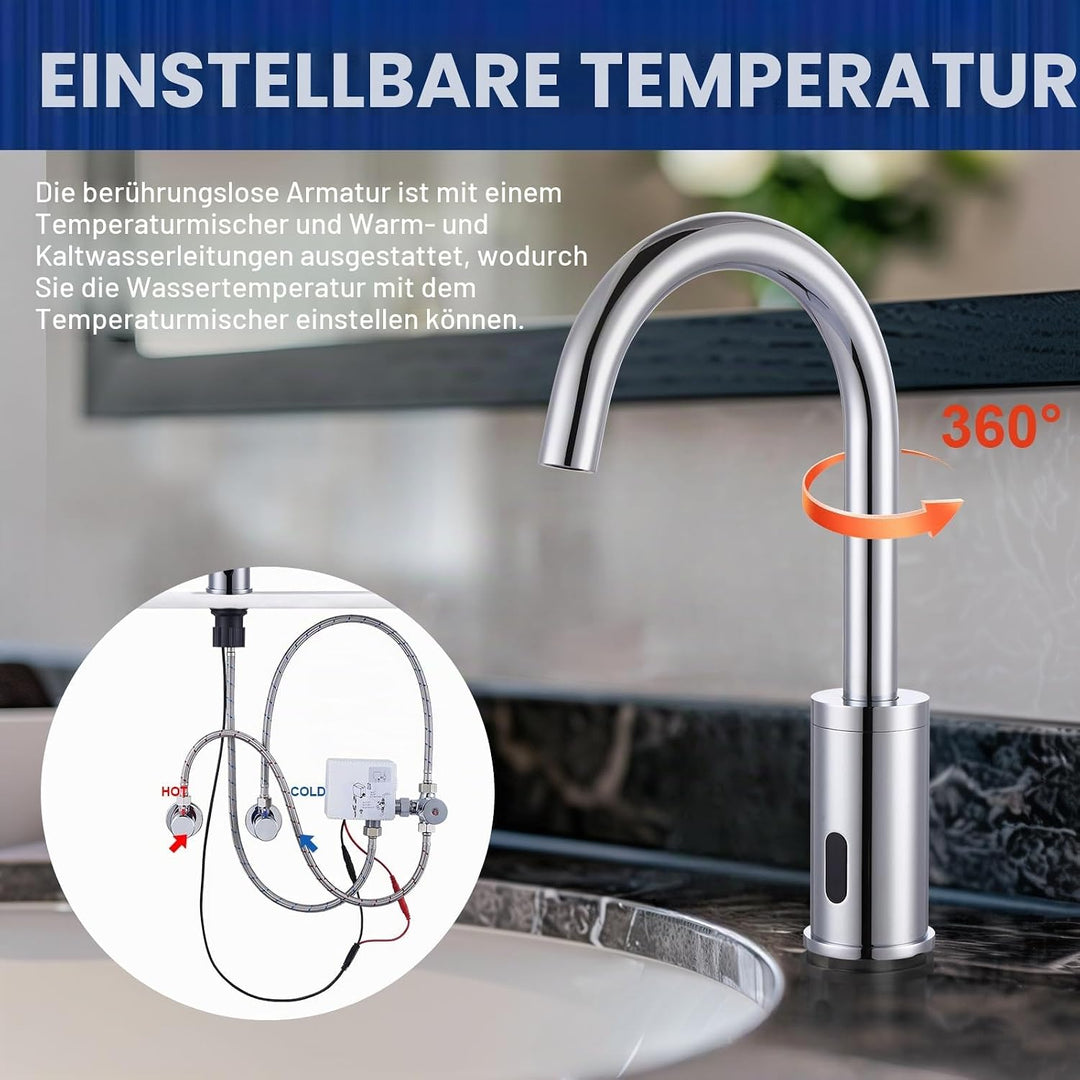 iVIGA Wasserhahn Sensor, Badarmatur Infrarot Sensor für Badezimmer Wasserhahn Bad Automatisch mit St