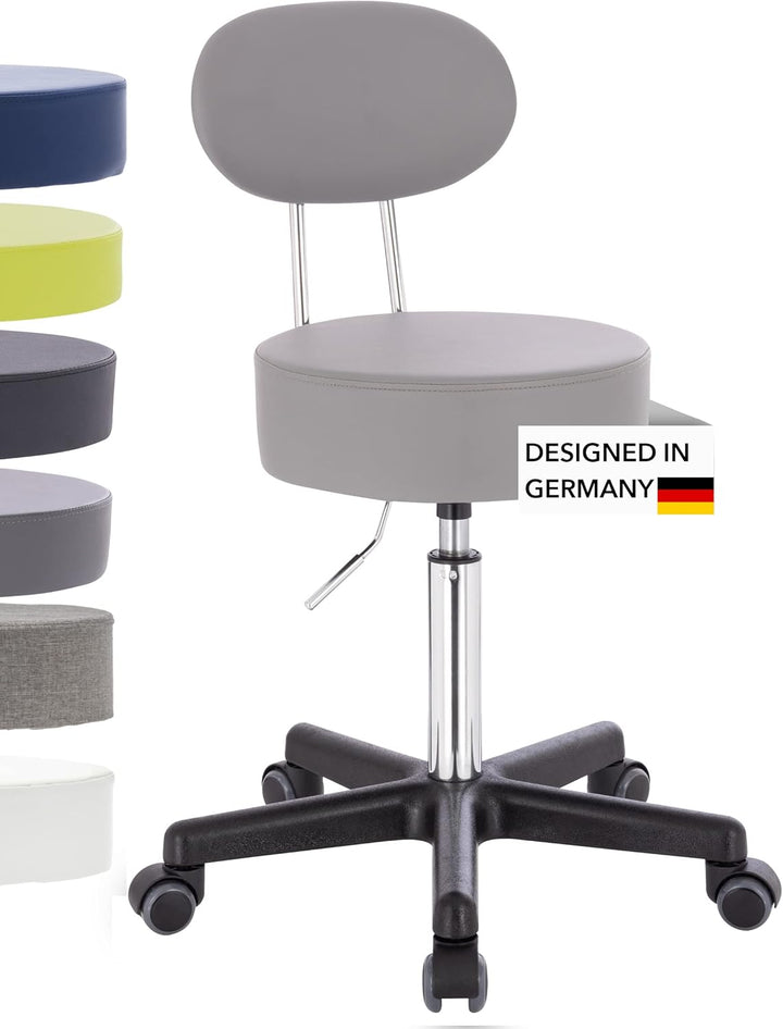 1stuff® Profi Rollhocker Drehhocker Squash - Sitzhöhee ca. 51-71cm - Arzthocker Arbeitshocker Büroho