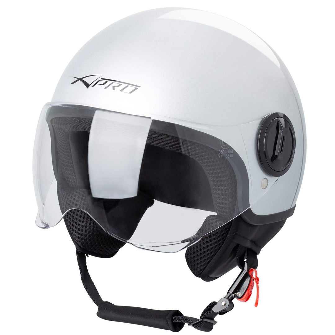 Motorradhelm Motorrad Roller Jet Helm Demi Avio Viser Homologiert SonicMoto 59 Silber, 59 Silber