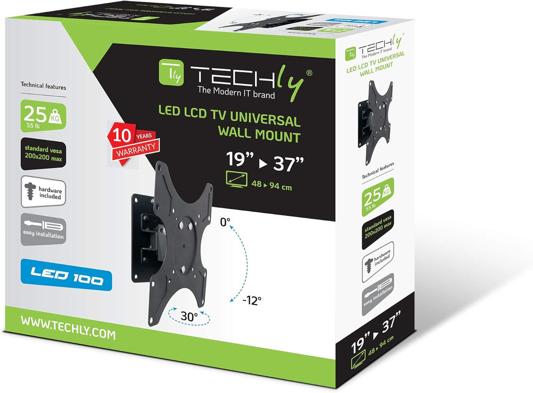 Techly ICA-LCD-2900B Wandhalterung LCD TV LED 48.26 cm (19 Zoll)-93.98 cm (37 Zoll) mit neigung Schw