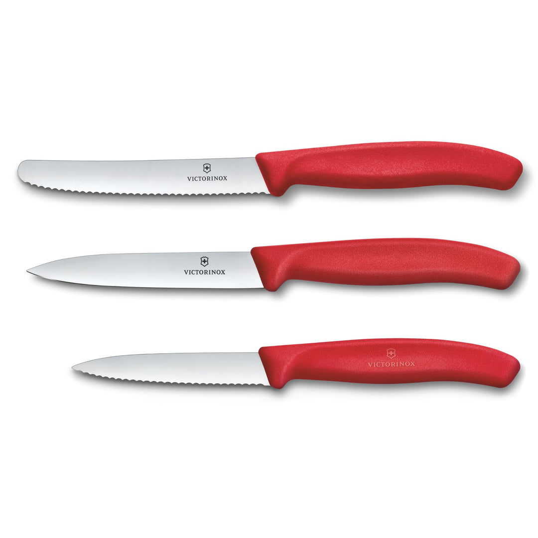 Victorinox Swiss Classic Küchenmesser Set, 3teilig, Gemüse-, Tomaten- und Frühstücksmesser, Rostfrei