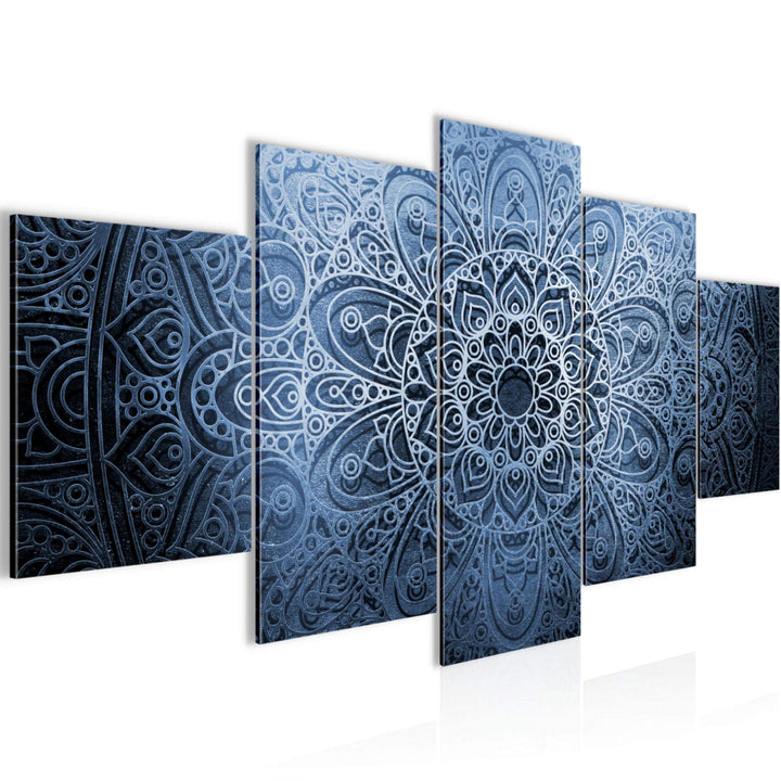 Runa Art - Bilder Mandala 200 x 100 cm 5 Teilig XXL Wanddekoration Design Blau Grau 101251b 200 x 10