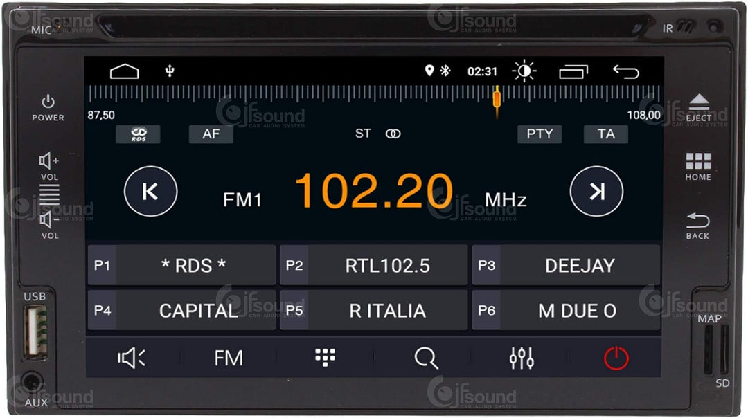 Universal Autoradio 2DIN DVD Android GPS Bluetooth WiFi Dab USB Full HD Touchscreen Display 6.2" Eas