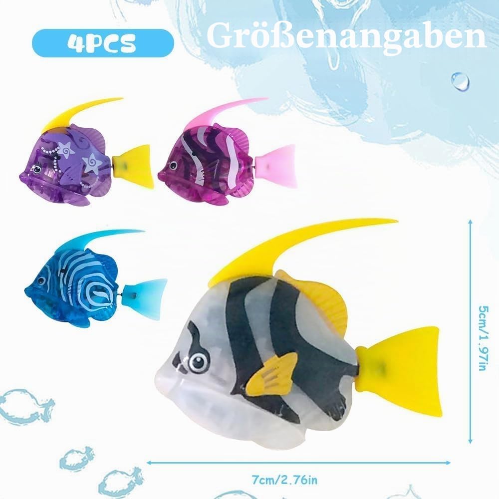 Mineup 4 Stück Roboter Fisch, Robo Fish, Elektrische Fische mit Leuchtende, Elektronischer Haustier