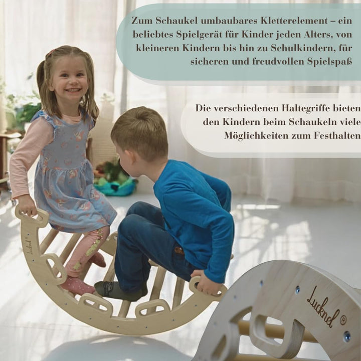 5-in-1 Montessori Klettergerüst Indoor Set – Pikler Dreieck, Kletterbogen, Kletternetz und Indoor Ru