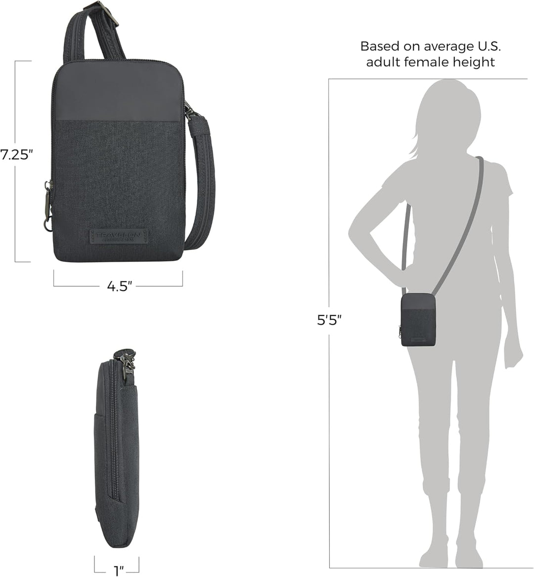 Travelon Unisex-Adult Mini Diebstahlschutz Umhängetasche Grau, Grau