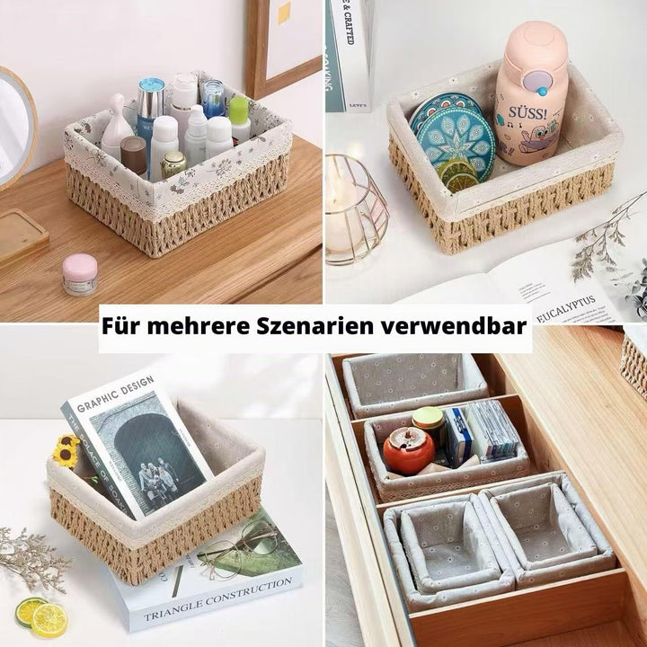 Aufbewahrungskorb Korb Geflochten, Körbe Aufbewahrung Bad Wickeltisch Organizer Flechtkorb 3er-Set,
