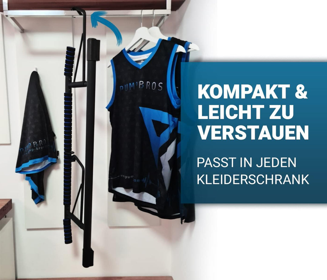 Pump Bros Premium Tür Klimmzugstange - klappbare Reckstange für den Türrahmen Ohne Schrauben - Fitne