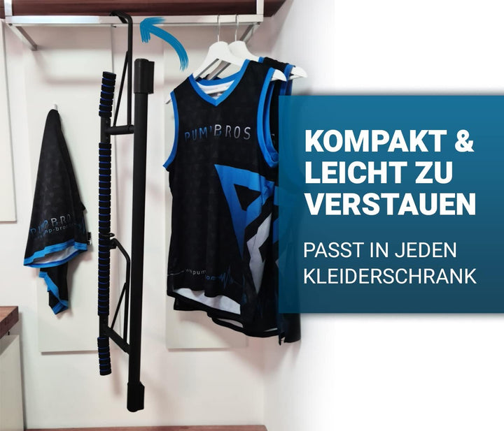 Pump Bros Premium Tür Klimmzugstange - klappbare Reckstange für den Türrahmen Ohne Schrauben - Fitne