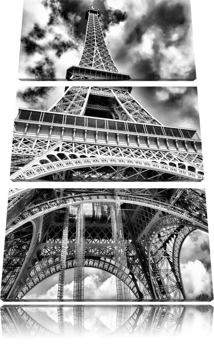 Pixxprint Prächtiger Eifelturm in Paris als Leinwandbild/Grösse: 3 Teilig (120x80 cm) cm/Wandbild/Ku