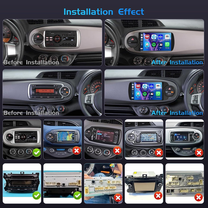 Inefala 4+64G Autoradio für Toyota Yaris Grmn 2012-2017 Android 15 mit 9'' In-Cell Bildschirm Unters
