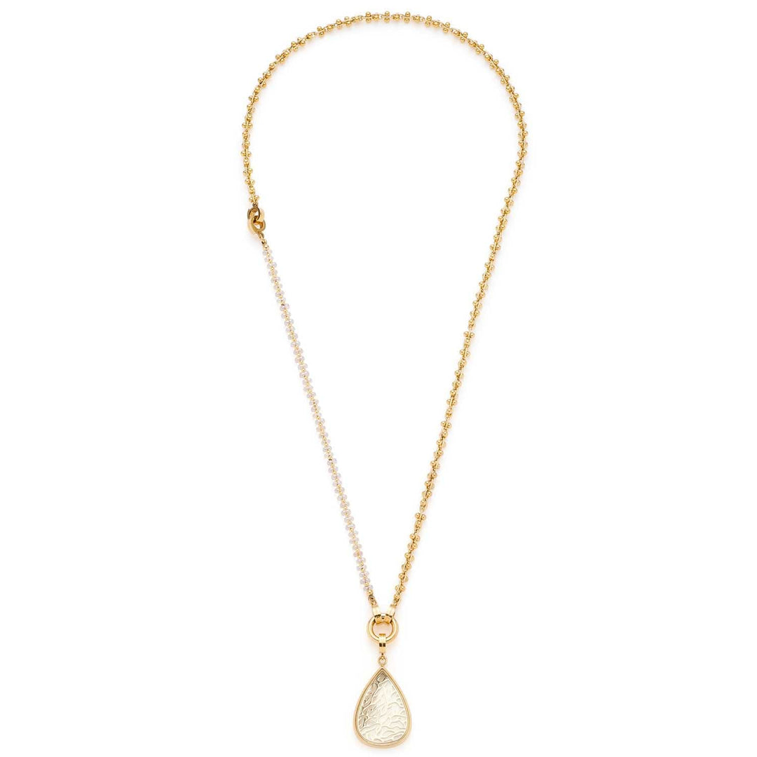 Leonardo Jewels Larissa Halskette Set, Glasperlen-Armband inkl. Anker-Kette aus Edelstahl, gold, Cli
