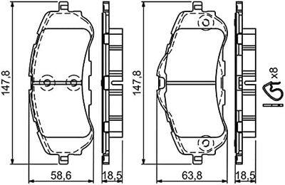 Bosch BP1709 Bremsbeläge - Vorderachse - ECE-R90 Zertifizierung - vier Bremsbeläge pro Set