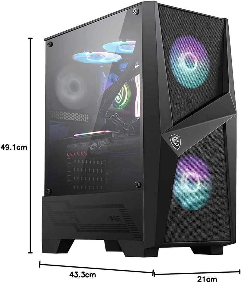 MSI MAG FORGE 100R Mid-Tower ATX Gehäuse (2x USB 3.1 Anschluss, 2x 120mm A-RGB Fan und 1x 120mm Fan