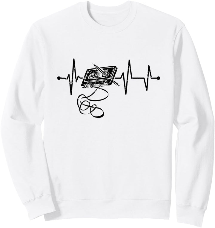 Retro Musik Kassette Herzschlag Vintage Mixtape Sweatshirt